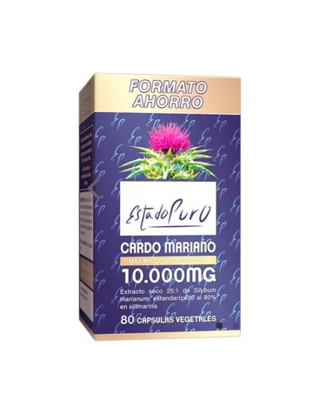 Cardo mariano 10000mg 80 cápsulas vegetales de 10000 mg Estado Puro