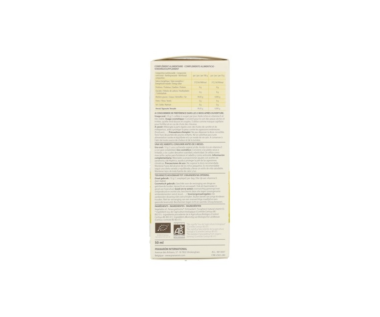 Aceite Vegetal de Aguacate 50 ml de aceite esencial Pranarom