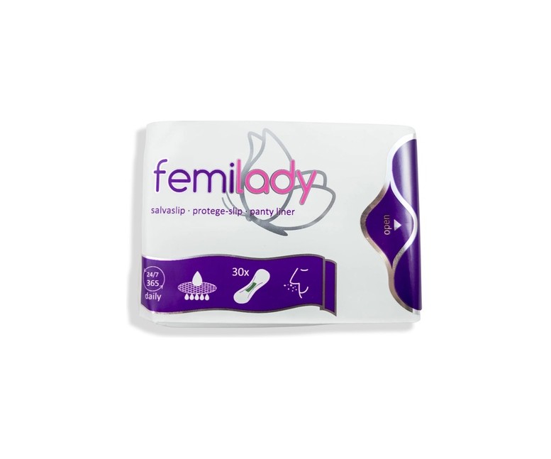 Salvaslip compresas sin alas seis capas 30 unidades Femilady