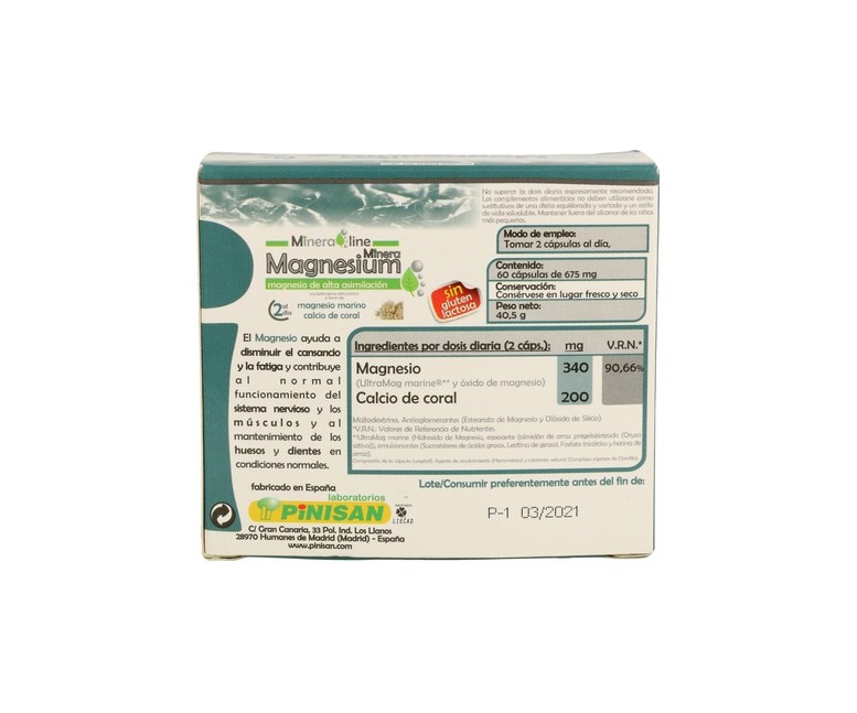 Mineraline Magnesium 60 cápsulas vegetales Pinisan