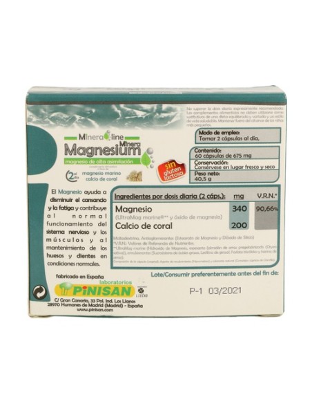 Mineraline Magnesium 60 cápsulas vegetales Pinisan