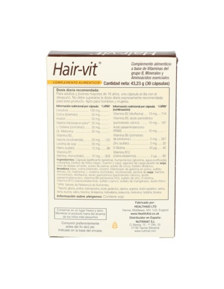 Hair Vit 30 cápsulas Health Aid