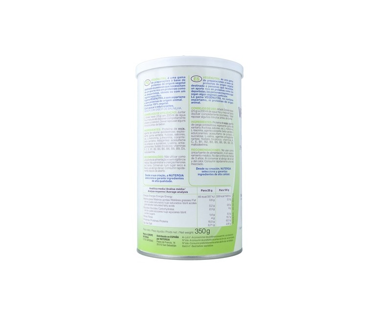 Vegenutril proteína vegetal vainilla 350 g de polvo (Vainilla) Nutergia