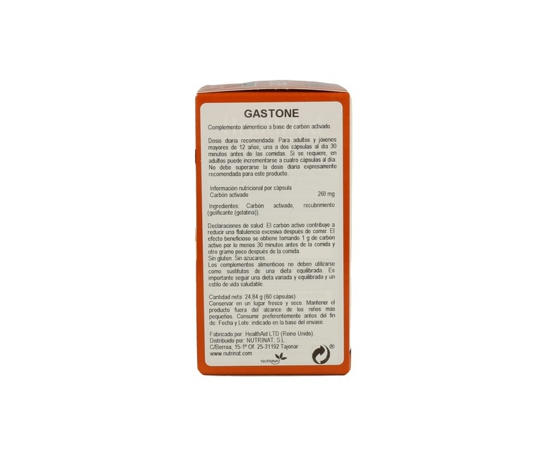 Gastone (Carbón Puro) 60 cápsulas de 260mg Health Aid