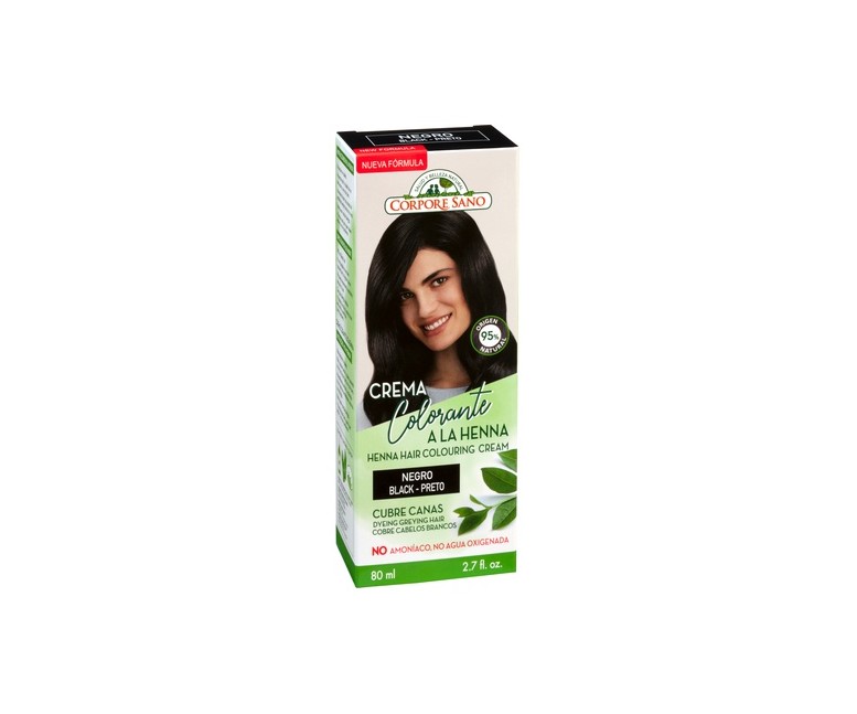 Crema colorante a la henna negro 80 ml Corpore Sano