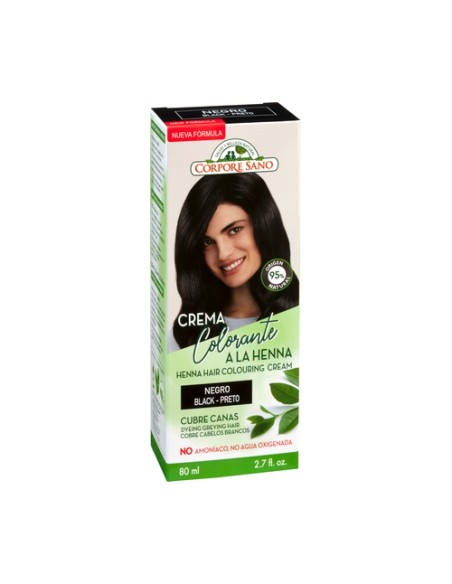Crema colorante a la henna negro 80 ml Corpore Sano