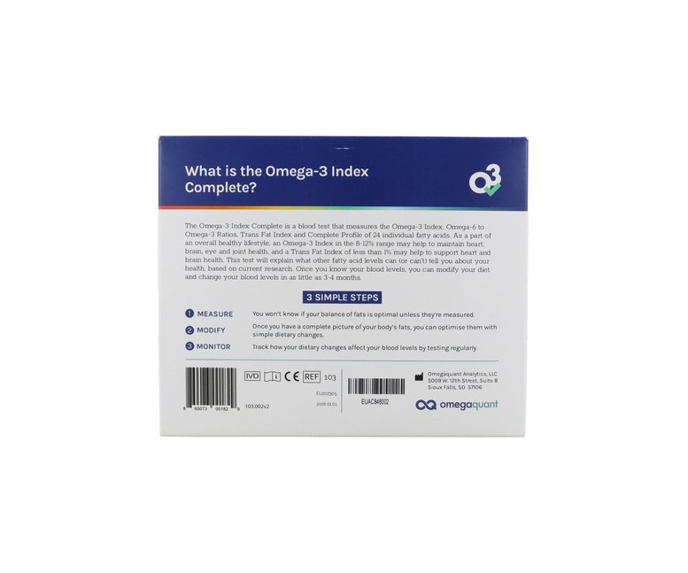 Nutikom - Test de medición índice Omega-3 - Kit completo 1 unidad Nutilab