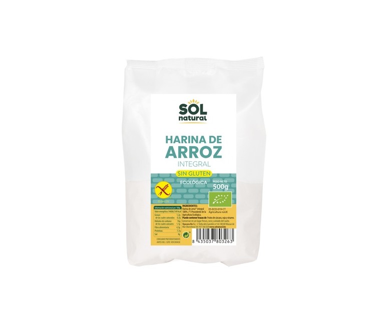 Harina de arroz integral sin gluten Bio 500 g Sol Natural