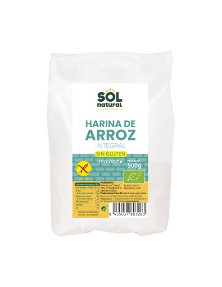 Harina de arroz integral sin gluten Bio 500 g Sol Natural