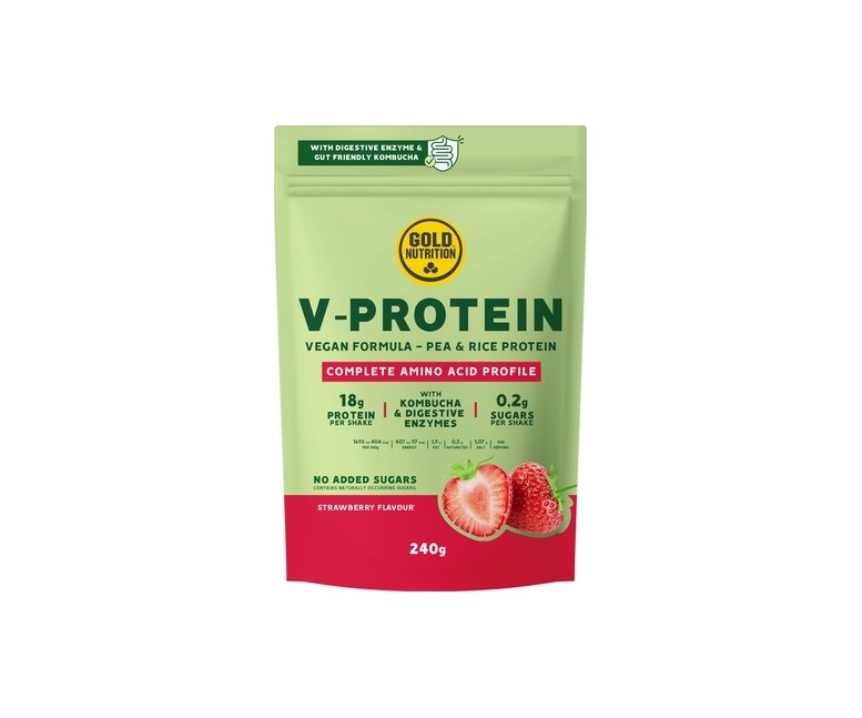Proteína vegana sabor fresa 240 g de polvo (Fresa) Gold Nutrition