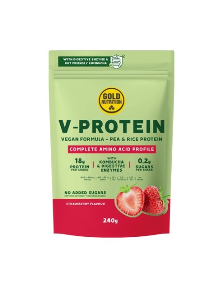 Proteína vegana sabor fresa 240 g de polvo (Fresa) Gold Nutrition