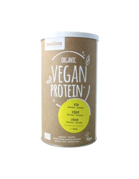 Proteína de arroz 400 g de polvo (Plátano) Purasana