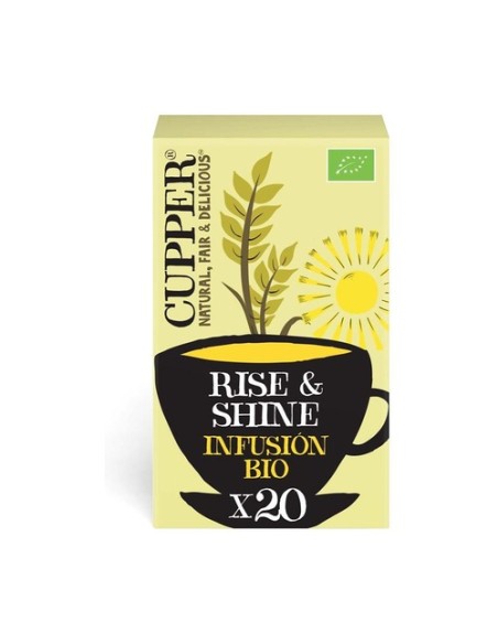 Infusión rise & shine mate y hierba de limón Bio 20 bolsitas infusoras Cupper