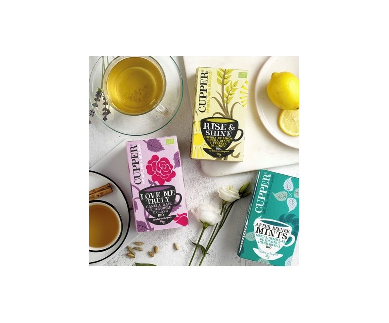 Infusión rise & shine mate y hierba de limón Bio 20 bolsitas infusoras Cupper