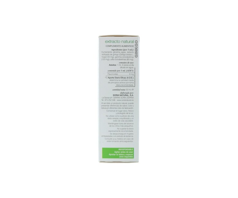 Extracto de ginkgo biloba Fórmula XXI 50 ml Soria Natural