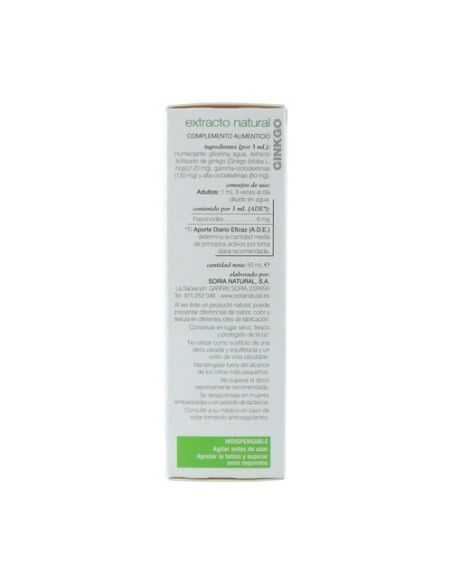 Extracto de ginkgo biloba Fórmula XXI 50 ml Soria Natural