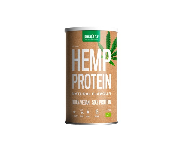 Proteína de cáñamo natural 400 g de polvo Purasana
