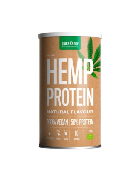 Proteína de cáñamo natural 400 g de polvo Purasana