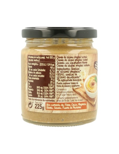Tahin Crema de sésamo integral tostado 225 g de crema Biocop