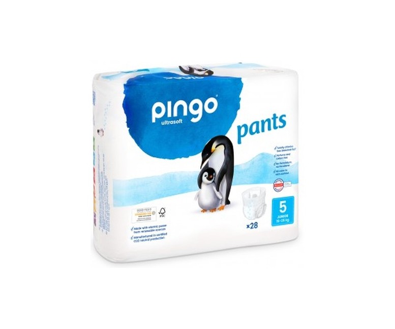 Pañales-braguitas ecológicos pingo talla 5 28 unidades PINGO