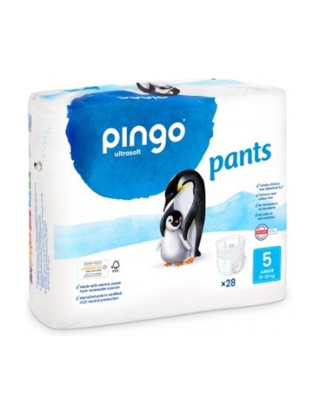 Pañales-braguitas ecológicos pingo talla 5 28 unidades PINGO