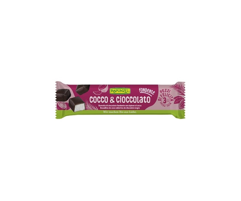 Pack Barrita coco y chocolate negro 20 barritas de 50 g Rapunzel