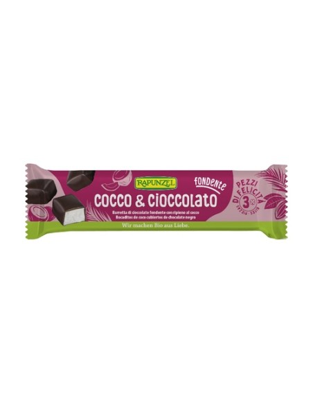 Pack Barrita coco y chocolate negro 20 barritas de 50 g Rapunzel