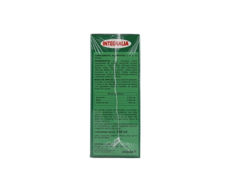 Alcachofera Plus Sin Azúcar 250 ml Integralia