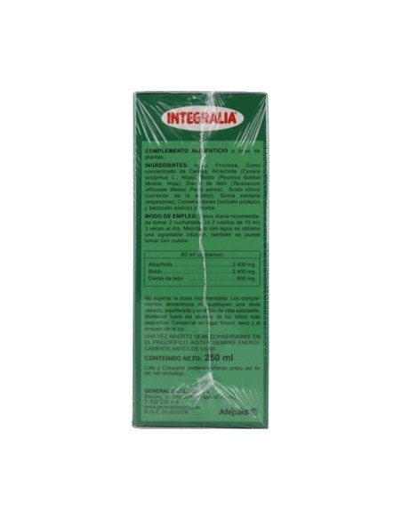 Alcachofera Plus Sin Azúcar 250 ml Integralia