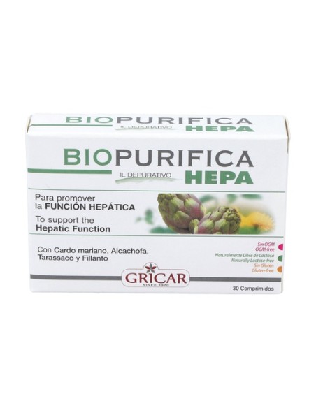 Biopurifica hepa depurativo 30 comprimidos de 500mg Gricar