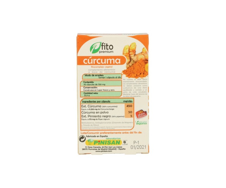 Cúrcuma Extracto Titulado 30 cápsulas Pinisan