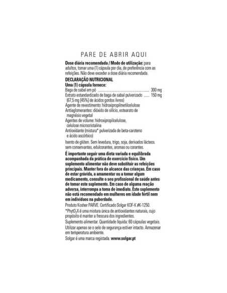 Baya de Sabal (Saw Palmetto) 60 cápsulas vegetales Solgar
