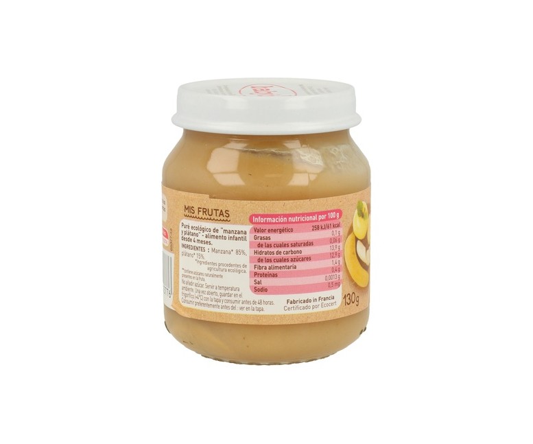 Tarrito Manzana y Plátano 4m+ 130 g Babybio