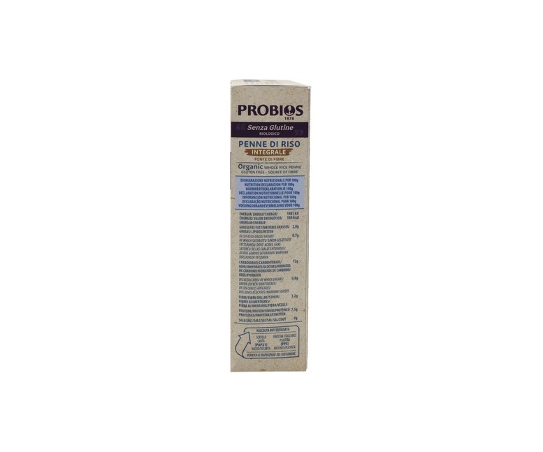 Penne de arroz integral bio sin gluten 250 g Probios
