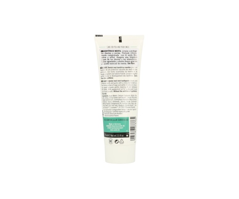Dentífrico menta y salvia bio sin flúor 75 ml Sante
