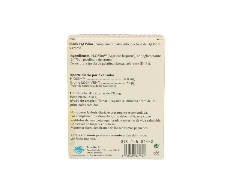 Reddir Slank H2O Slim 45 cápsulas Espadiet