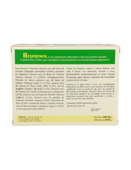 Resfremol 12 sobres de 8.85g Tongil