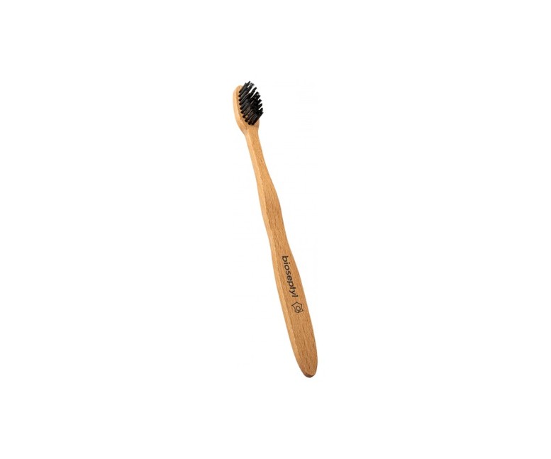 Cepillo de dientes de madera para adultos suave negro 1 unidad Bioseptyl