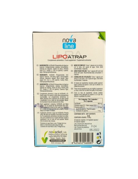 Lipoatrap 30 cápsulas Nova Diet
