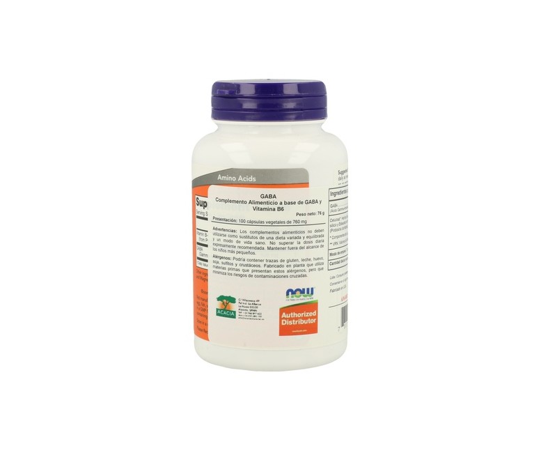 GABA 500mg 100 cápsulas (500mg) NOW Foods