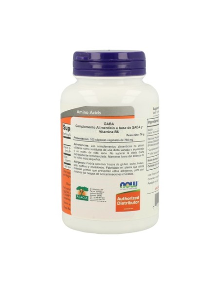 GABA 500mg 100 cápsulas (500mg) NOW Foods