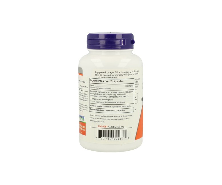 GABA 500mg 100 cápsulas (500mg) NOW Foods