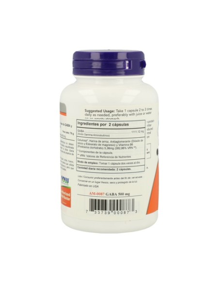 GABA 500mg 100 cápsulas (500mg) NOW Foods