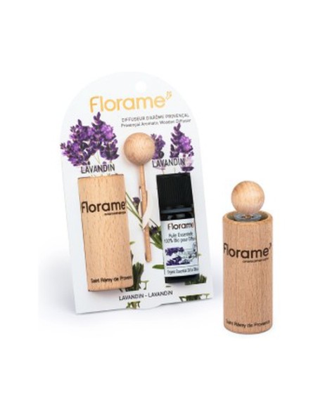 Difusor Provenzal de Madera + Aceite Esencial de Lavandín 10 ml (Lavanda) Florame