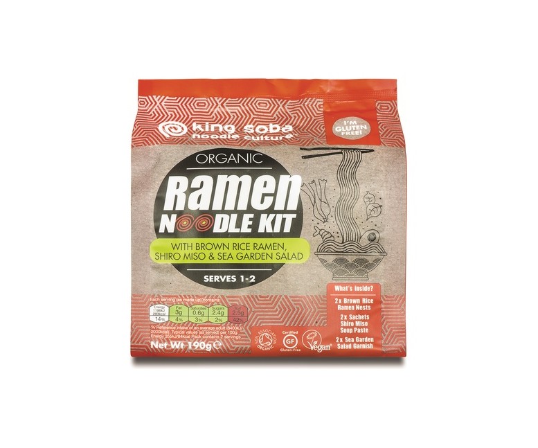 Kit noodles ramen arroz integral sin gluten Bio 190 g King Soba