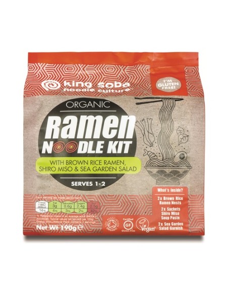 Kit noodles ramen arroz integral sin gluten Bio 190 g King Soba