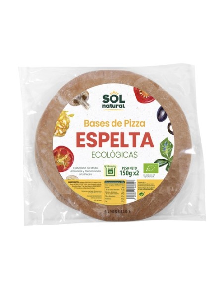 Base pizza espelta integral masa gruesa Bio 2 unidades de 150g Sol Natural