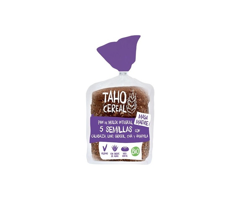 Pan de molde integral 5 semillas con masa madre Bio 400 g Taho Cereal