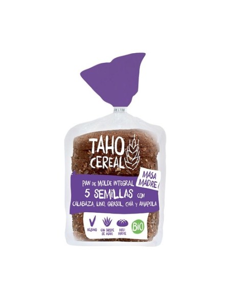 Pan de molde integral 5 semillas con masa madre Bio 400 g Taho Cereal
