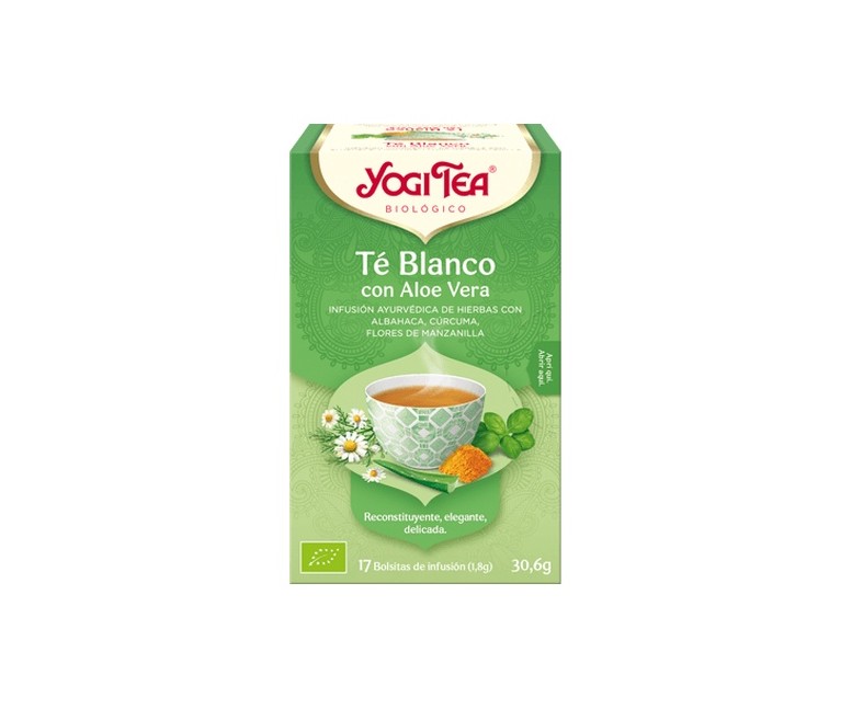 Té blanco con aloe vera 17 bolsitas infusoras de 1.8g Yogi Tea